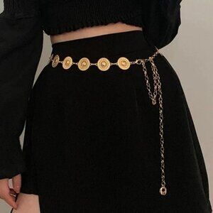 GOLD Metal Waist Chain Circle Chain Belt for Lady